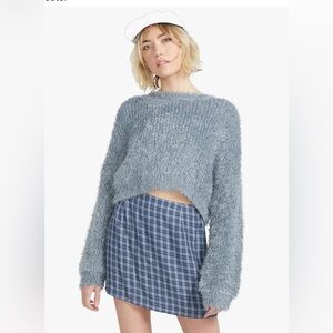 Volcom Yassified Cropped Crew Neck Furry Knit Sweater XL